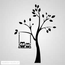 szablon lub naklejka dekoracyjna Drzewo z sowami Kids_014