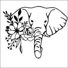 Szablon malarski lub naklejka, słoń, kwiaty MG34