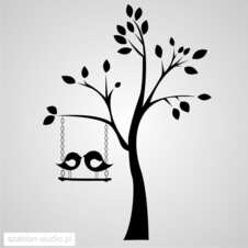 szablon lub naklejka dekoracyjna Drzewo z ptaszkami Kids_059