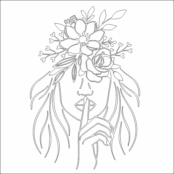 Szablon malarski lub naklejka, twarz kobiety , kwiaty MG37