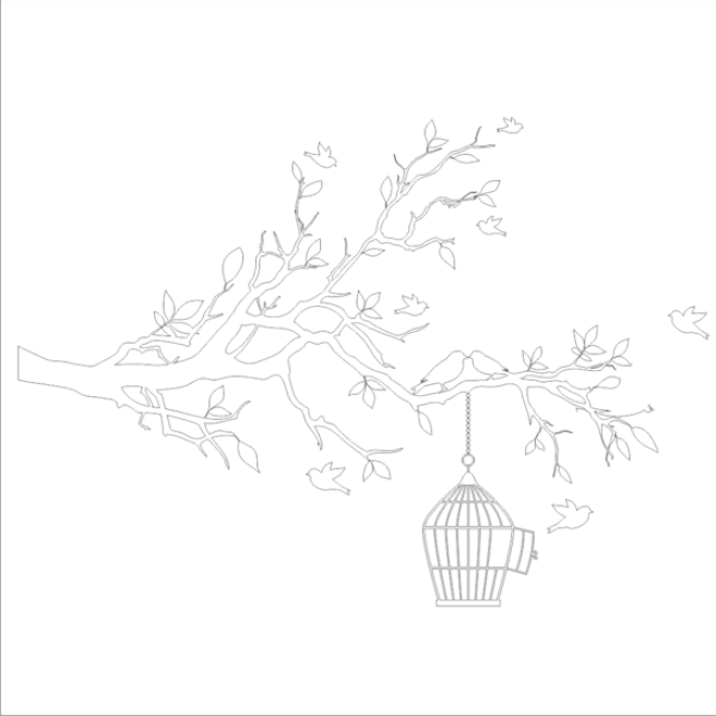 Szablon malarski lub naklejka ścienna gałąź  tree_54