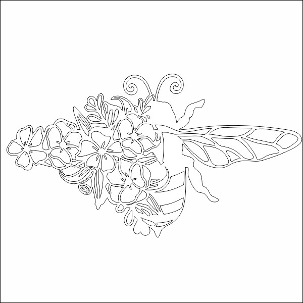 Szablon malarski lub naklejka, pszczoła, kwiaty MG38